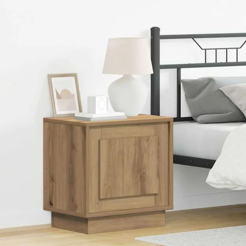 Vidaxl Nachttisch aus Holzwerkstoff in Eiche Natur Braun, Modern und Minimalistisch, B/T/H: 44 x 34,5 x 45 cm - Bild 1