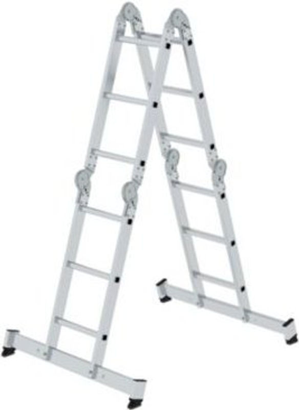 MUNK Günzburger Aluminium Multifunktionsleiter mit nivello Traverse, 4x3 Sprossen, Silber - Bild 2