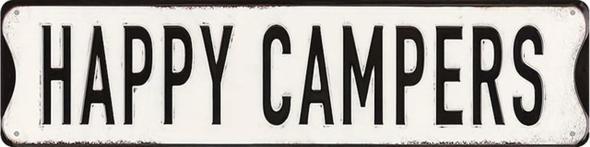 HELLOYOUNG Vintage Happy Camper Metall-Wanddeko für drinnen und draußen, B: 40,0 cm, H: 10,0 cm, T: 10,0 cm - Bild 1