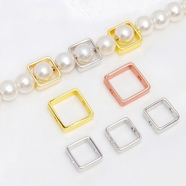 V-REX Perlenrahmen, 18 Karat vergoldet, Roségold, 6/8 mm, Unisex - Bild 1