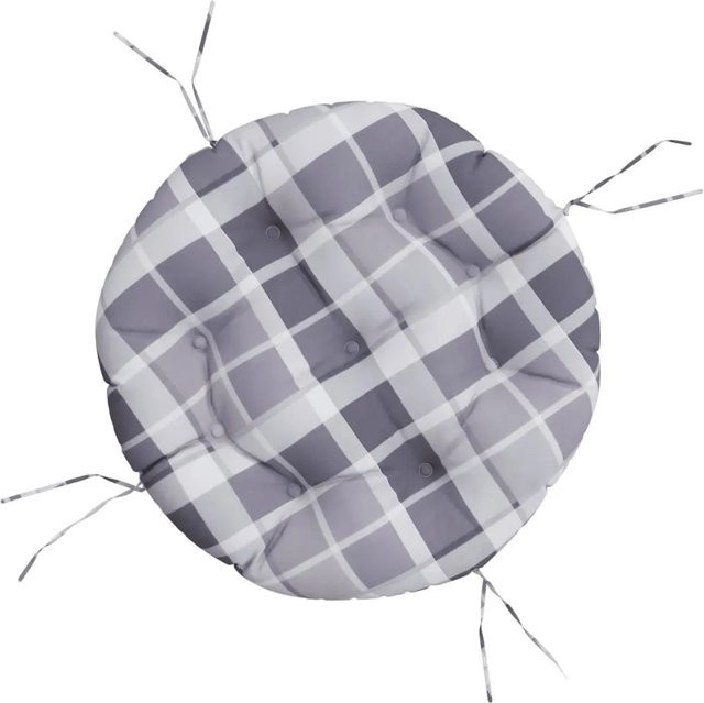 vidaXL Kissen Rund Grau Kariert aus Oxford-Gewebe, Durchmesser: 60 cm, Höhe: 11 cm - Bild 1
