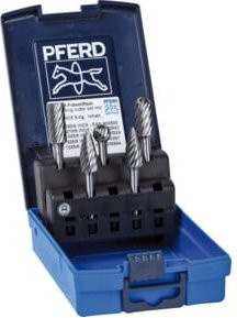 PFERD TOOLS Hartmetall Hochleistungsfrässtift Set 1912 INOX 5-teilig in Silber mit Ø 12mm und Schaft-Ø 6mm für Edelstahl - Bild 1