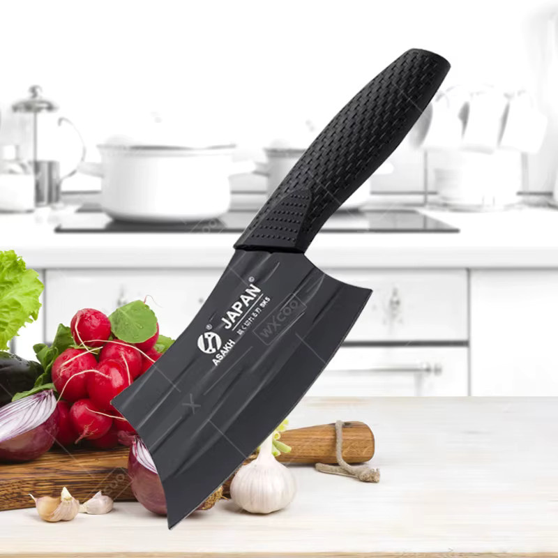 WXCOO Fleischbeil aus Edelstahl in Silber und Schwarz als professionelles Küchenmesser zum Schneiden von Fleisch, Gemüse und Obst - Bild 2