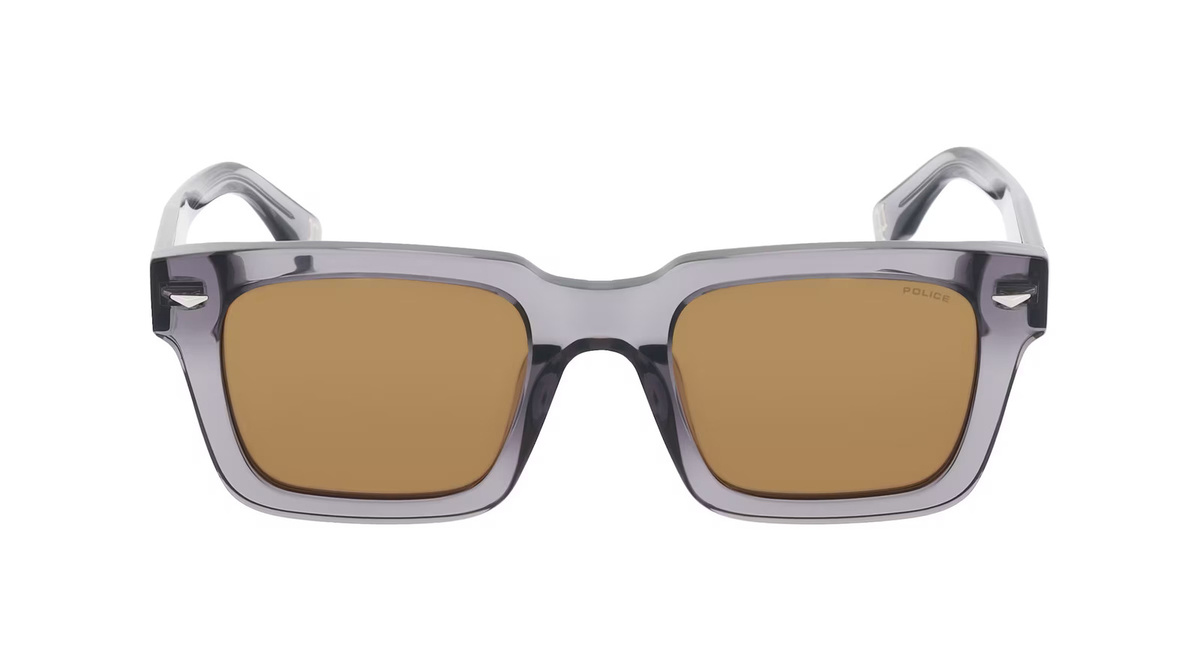 Police SPLQ88E Sonnenbrille, Vollrand, Quadratisch, Kunststoff, Herren, Grau - Bild 1