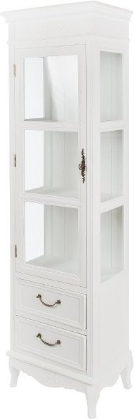Vitrine Elegance MyFlair in Weiß mit Glastüren und 2 Schubladen im Landhausstil, H: 170 cm, B: 45 cm, T: 30 cm - Bild 1