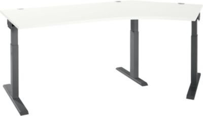 Schäfer Shop Select Winkelschreibtisch ERGO-T 2.0 mit 135 Grad Winkel, Ansatz rechts, T-Fuß, weiß/anthrazit, B: 216,5 cm, T: 80 cm, H: 67,5-89,5 cm - Bild 1