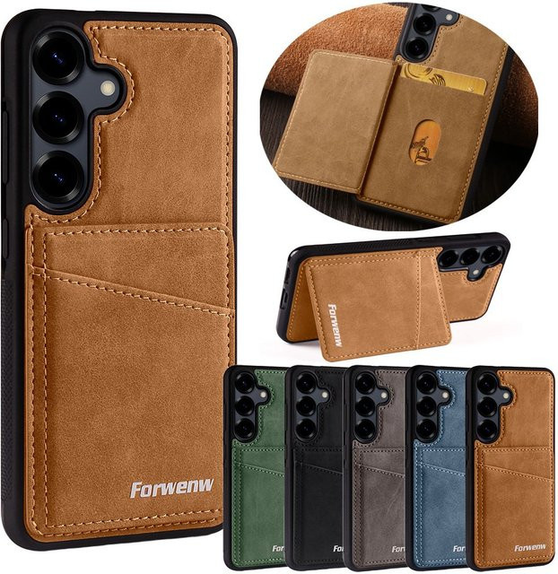 Leder-Handytasche für Samsung Galaxy A14 A15 A16 A17 A34 A35 A36 A54 A55 A56 4G/5G mit Kartensteckplätzen in Braun - Bild 1