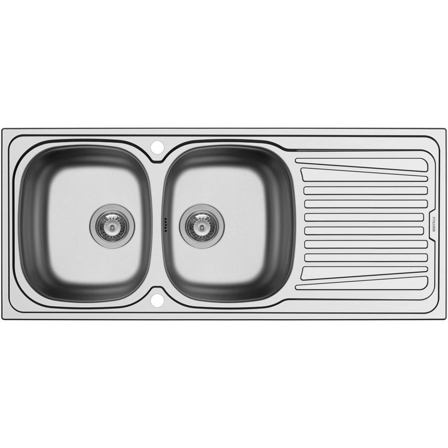 Pyramis Einbauspüle Sparta aus Edelstahl Glatt in Silver, B/T: 116 x 50 cm, 2 Becken und 1 Abtropffläche - Bild 2