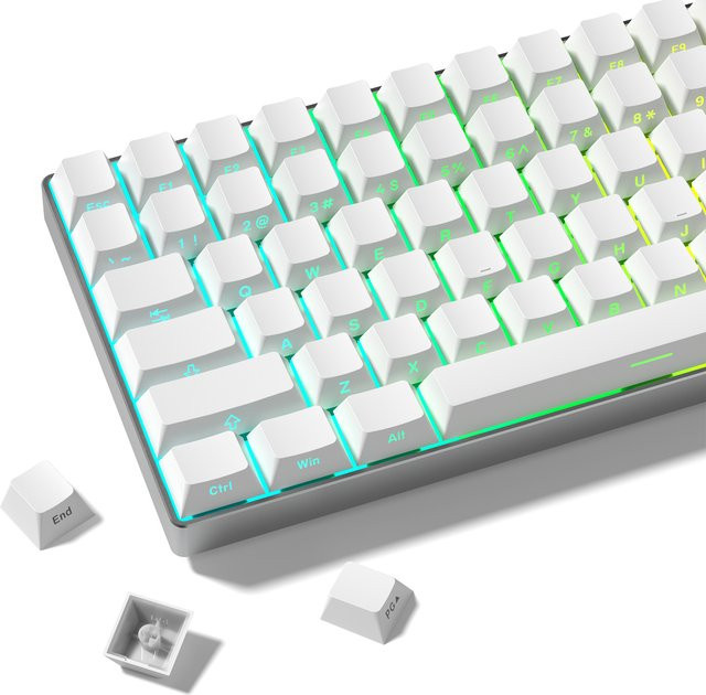 Weiße PBT-Tastenkappen im Cherry-Profil mit 130+ Tasten und hintergrundbeleuchtetem Seitendruck für mechanische Gaming-Tastaturen mit MX-Schaltern - Bild 1