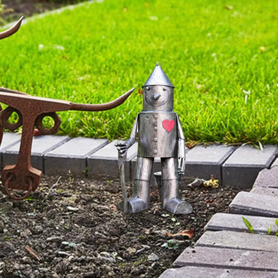 Homyl Tin Man Outdoor-Statue aus Metall in Silber als moderne Gartenfigur für Rasen, Terrasse und Balkon - Bild 5