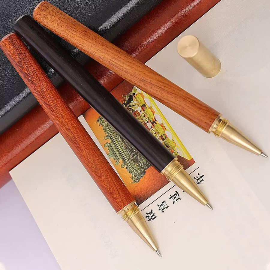 Vintage Gelschreiber mit Holzkörper und schwarzer Tinte, 0,5 mm Stift für Briefpapier und Unterschriften - Bild 2