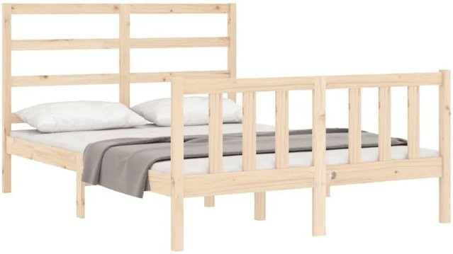 vidaXL Massivholzbett aus Kiefernholz in Braun mit rustikaler Optik, B/T/H: 120 x 200 x 125,5 cm - Bild 1