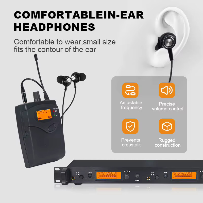 Yamnweo GS Kabelloses In-Ear-Monitor-System in Schwarz mit UHF-Technologie, 100m Reichweite und automatischem Frequenzscan - Bild 2