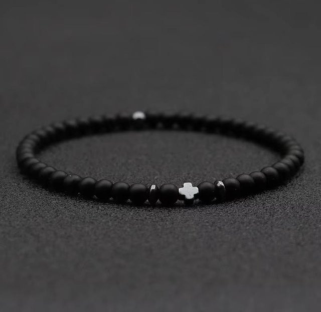 Herrenarmband Hämatit, Schwarz, Kreuzarmband - Bild 1