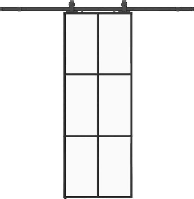 vidaXL Schiebetür aus ESG-Glas in Schwarz mit Beschlag, Breite: 76 cm, Höhe: 205 cm - Bild 1