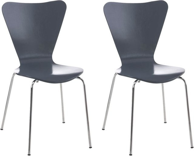 2x CLP Konferenzstuhl Calisto Stapelstuhl mit Holzsitz und Metallgestell in Grau - Bild 1