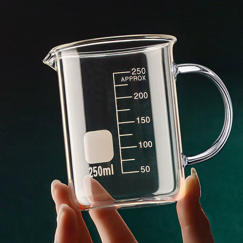 YWDL Messbecher aus transparentem Hochborosilikatglas mit Griff und Skala, 50 ml bis 1000 ml - Bild 3