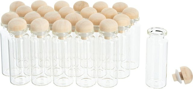VBS Gläschen mit Holzverschluss, 24 Stück, transparent, Glas und Holz - Bild 1