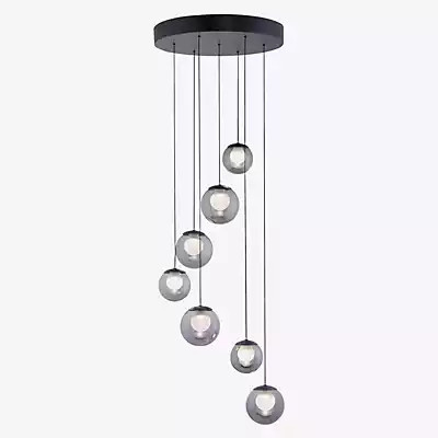 Paul Neuhaus PURE Popup Pendelleuchte LED 7-flammig in Schwarz mit transparentem Glas