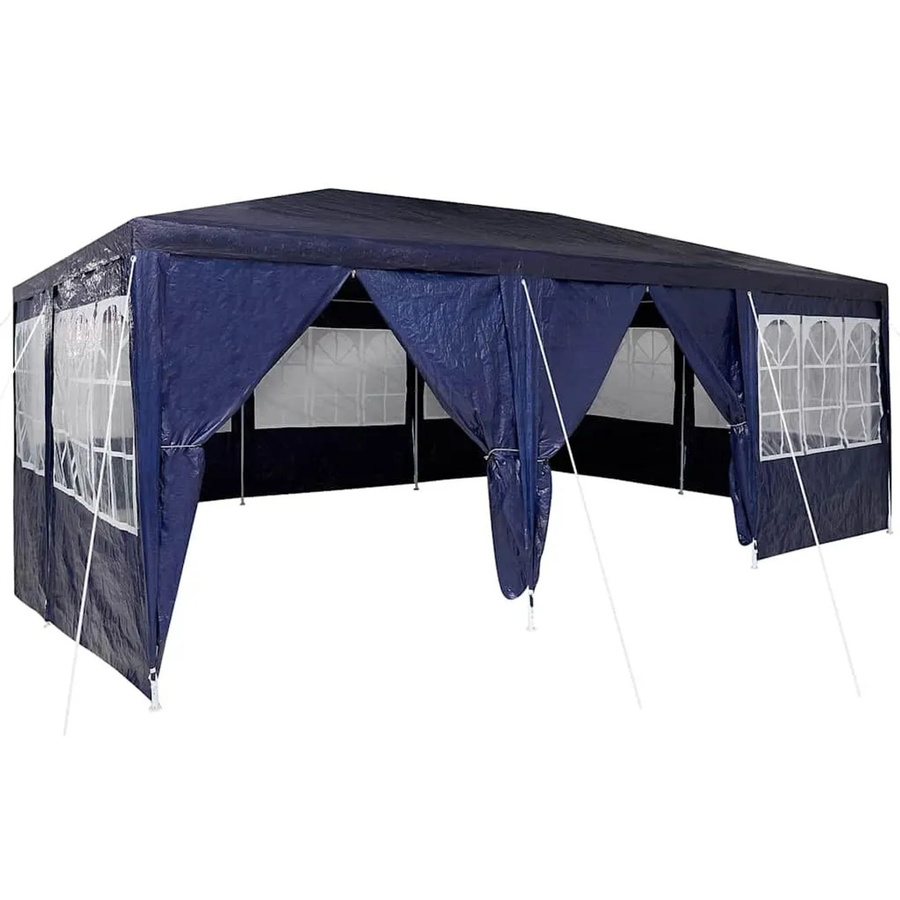 vidaXL Party-Zelt Blau mit Fenstern aus Polyethylen und verzinktem Stahl B/T/H: 600 x 400 x 266 cm - Bild 2