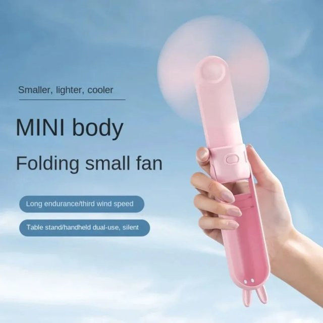 VIKEFON Mini-Handventilator, USB wiederaufladbar und faltbar, weiß - Bild 1