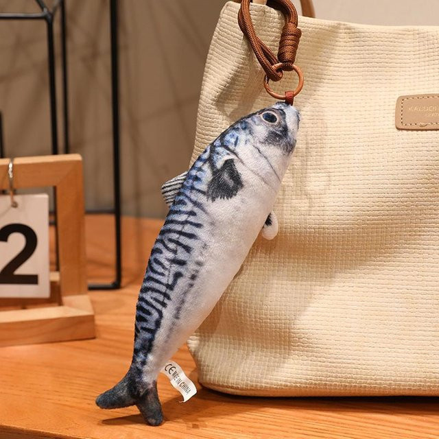 Schlüsselanhänger-Set Plüschfisch, Braun Orange Flunder und Silber Blau Pomfret, 20cm - Bild 1
