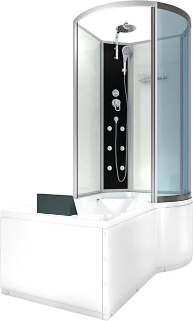 AcquaVapore Kombination Badewanne und Dusche K50-L00 Eckbadewanne mit Duschsystem in Weiß, B/T: 170 x 100 cm - Bild 1