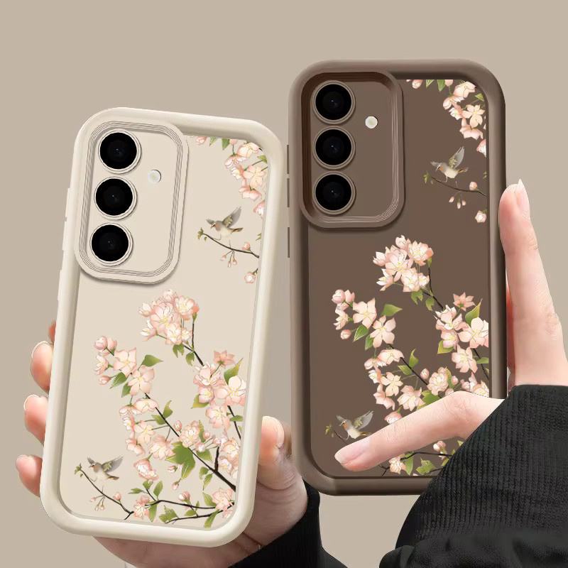 Weiche Handyhülle mit rosa Blumendruck für Samsung Galaxy S25 S24 S23 S22 Ultra Plus S24 FE A56 A55 A54 A35 A25 A16 A15 A14 in Pink und Rot - Bild 2