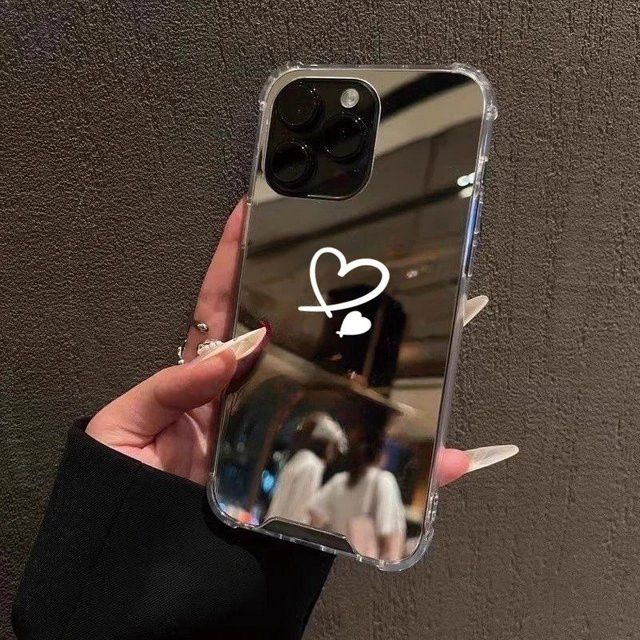 Samsung Handyhülle mit Herz-Spiegel Design für Galaxy S25 S24 S23 S22 S21 Ultra Plus FE A06 A14 A23 A36 A52 A55 A56 Softcase - Bild 1