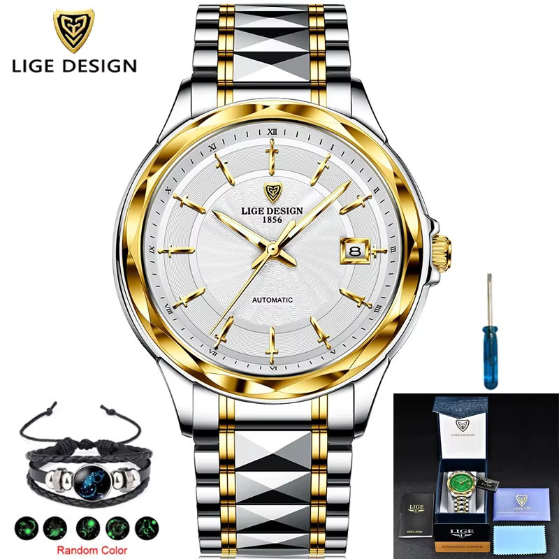 LIGE DESIGN Armbanduhr, Automatik, Edelstahl, Saphirglas, Blau, Herren - Bild 6