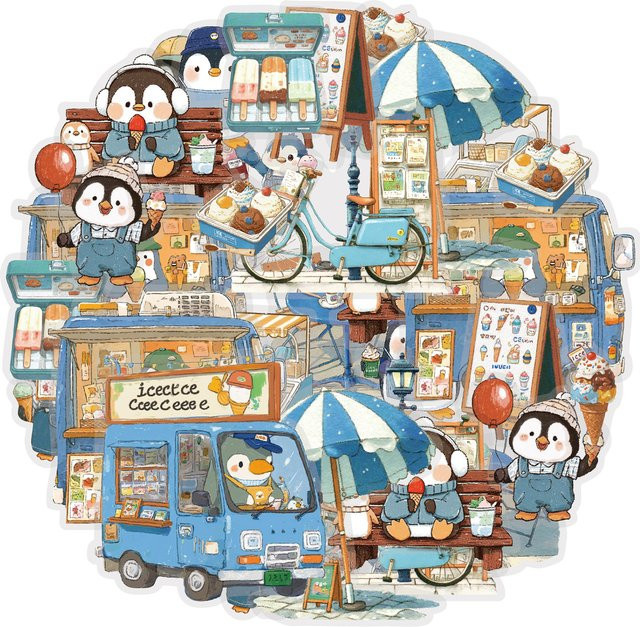 Etori Life 15-teiliges Set Pinguin- und Convenience-Store-Aufkleber in Multicolour für Scrapbooking und Dekoration - Bild 1