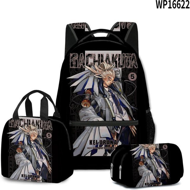 Fancy Style Studio Gachiakuta 3D-Druck Set aus 3 Teilen mit Rucksack, Federmäppchen und Lunchbag in Schwarz - Bild 1