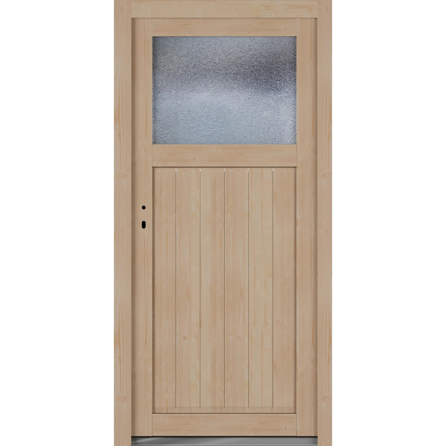 Roro Nebeneingangstür OHE 1002 aus Fichte mit Glaseinsatz, Farbe Braun/Beige, B/H: 98 x 198 cm, DIN L, nach außen öffnend - Bild 2