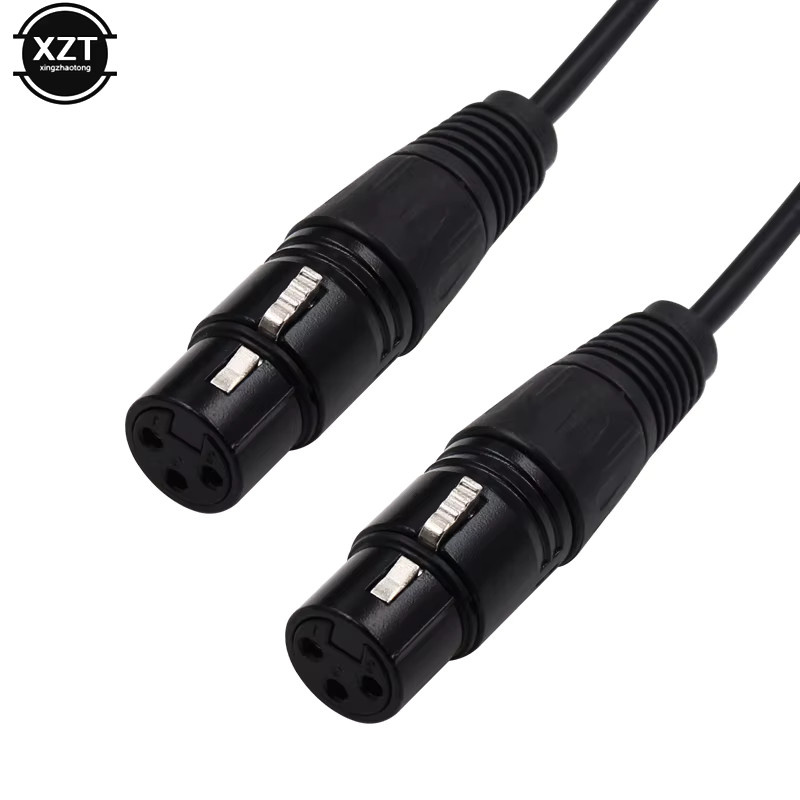 WYMECT 3-Pin XLR Stecker auf Dual Weibliche Jack Y Splitter Adapter Verlängerung für Mikrofon und DJ Equipment, Schwarz - Bild 2
