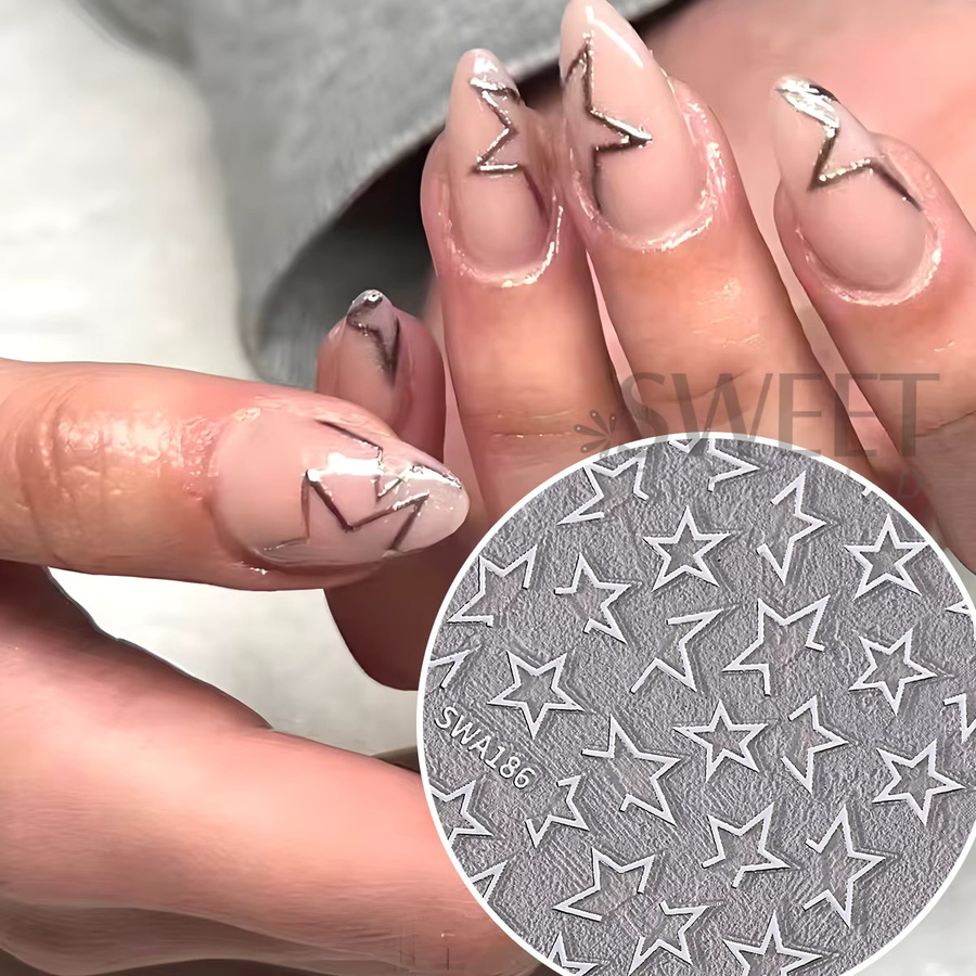 SWEET TREND Nagelaufkleber, Gold-Silber Metallic, Stern-Design - Bild 3