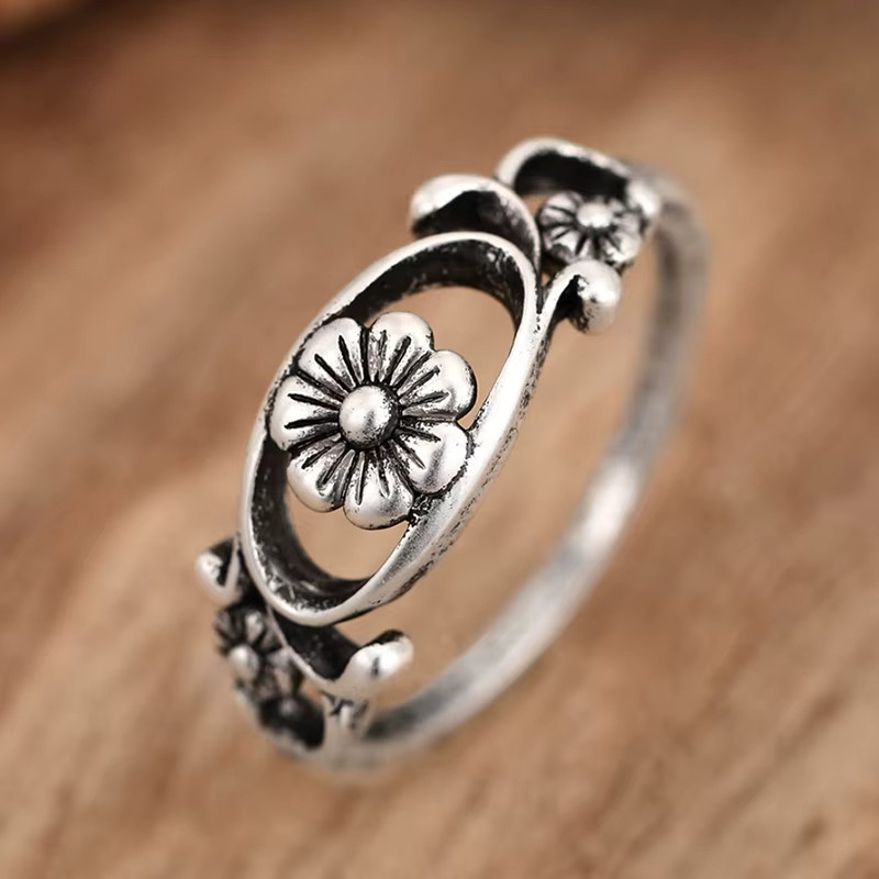 Huitan Damenring, Edelstahl, Silber, Blumen - Bild 2