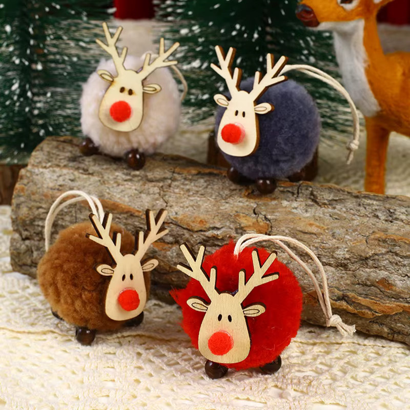 Filz Elch als Weihnachtsbaum Anhänger in Mehrfarbig für Weihnachtsdekoration und Bastelarbeiten - Bild 2