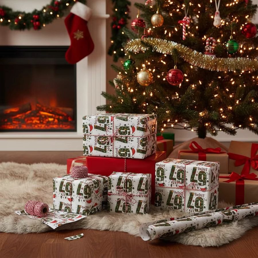Buntes Weihnachtsgeschenkpapier für kreative Geschenke, Länge: 90 cm - Bild 3