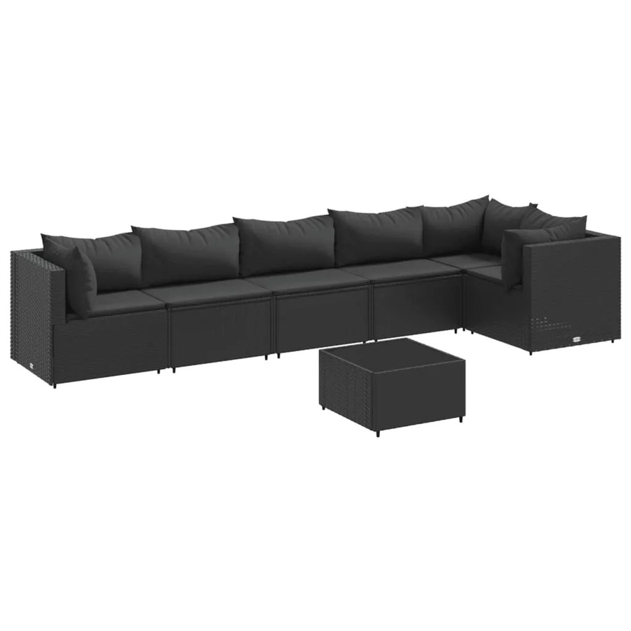 vidaXL 7-tlg Garten-Lounge-Set in Schwarz aus PE-Rattan mit Kissen und Couchtisch - Bild 2