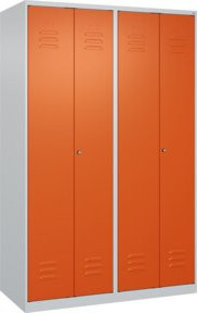 C+P PSA Doppel-Spind Classic PLUS mit 4 Abteilen, Lichtgrau und Reinorange, B/H/T: 120 x 185 x 50 cm, mit Zylinderschloss - Bild 1