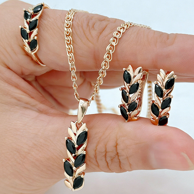 Kinel Schmuckset, 585 Roségold, Zirkonia, Damen, Vintage - Bild 1