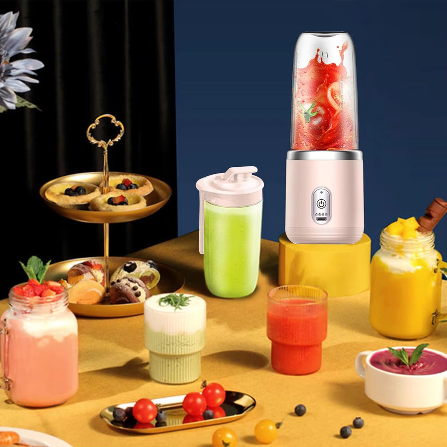 ZHILU Elektrischer Obstmixer mit 400 ml Fassungsvermögen, Tragbarer USB-Smoothie-Maker und Saftbereiter in Blau - Bild 3