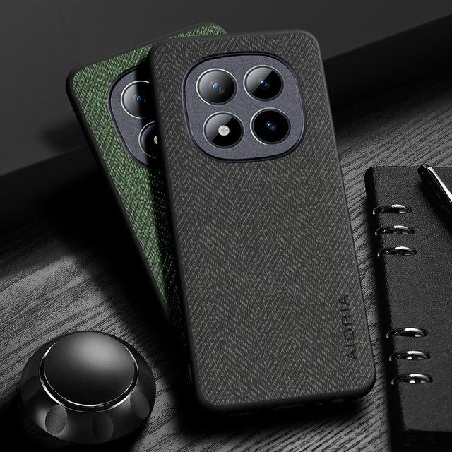 Schlichte und langlebige Leder-Schutzhülle mit Holzmaserung für Xiaomi Redmi Note 15 Pro Plus in Schwarz, Blau oder Braun - Bild 1