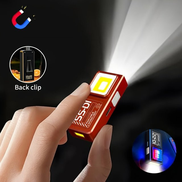 NEWBIRTH Mini COB LED Taschenlampe USB wiederaufladbar in Schwarz mit Clip und Magnet für Camping und Wandern - Bild 1