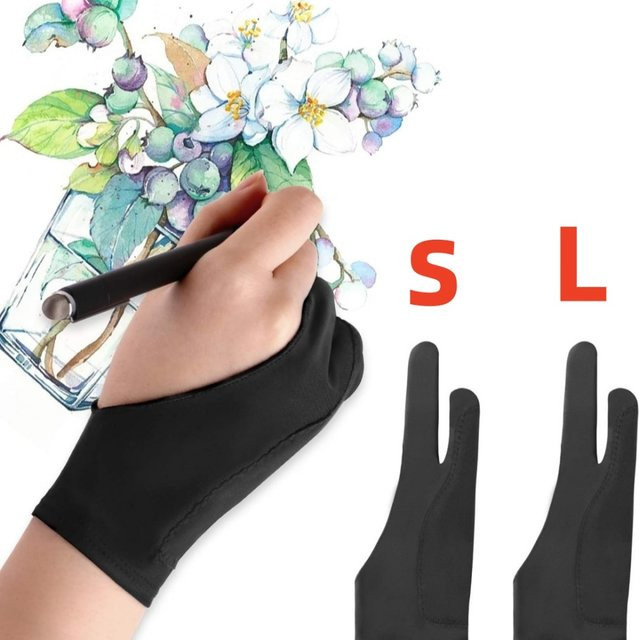 Zwei-Finger-Malhandschuhe in Schwarz für iPad und Tablet Touchscreen zum Zeichnen und gegen Verschmutzung - Bild 1