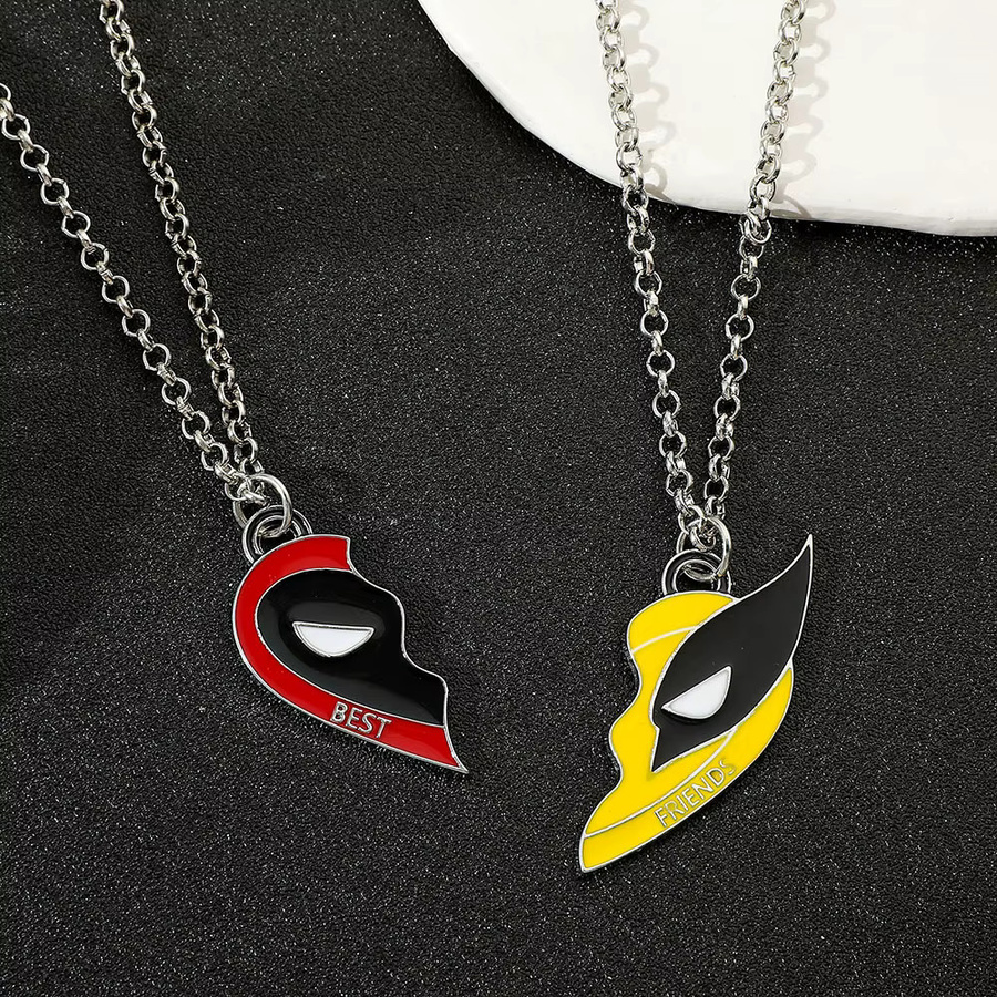 TAKARA TOMY Halskette, Deadpool Wolverine Herzförmige Stickerei-Anhänger, Silber, Unisex - Bild 2
