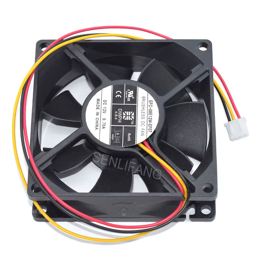 SENLIFANG Server-Lüfter EFC-08E12W-EF07 3Pin DC12V 0,70A Schwarz - Bild 2