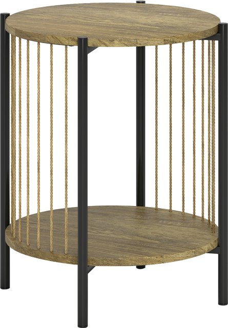 HOMCOM Runder Beistelltisch im Bohemienstil mit 2 Ebenen, Farbe Braun, B/T/H: 43,5 x 43,5 x 51 cm - Bild 1