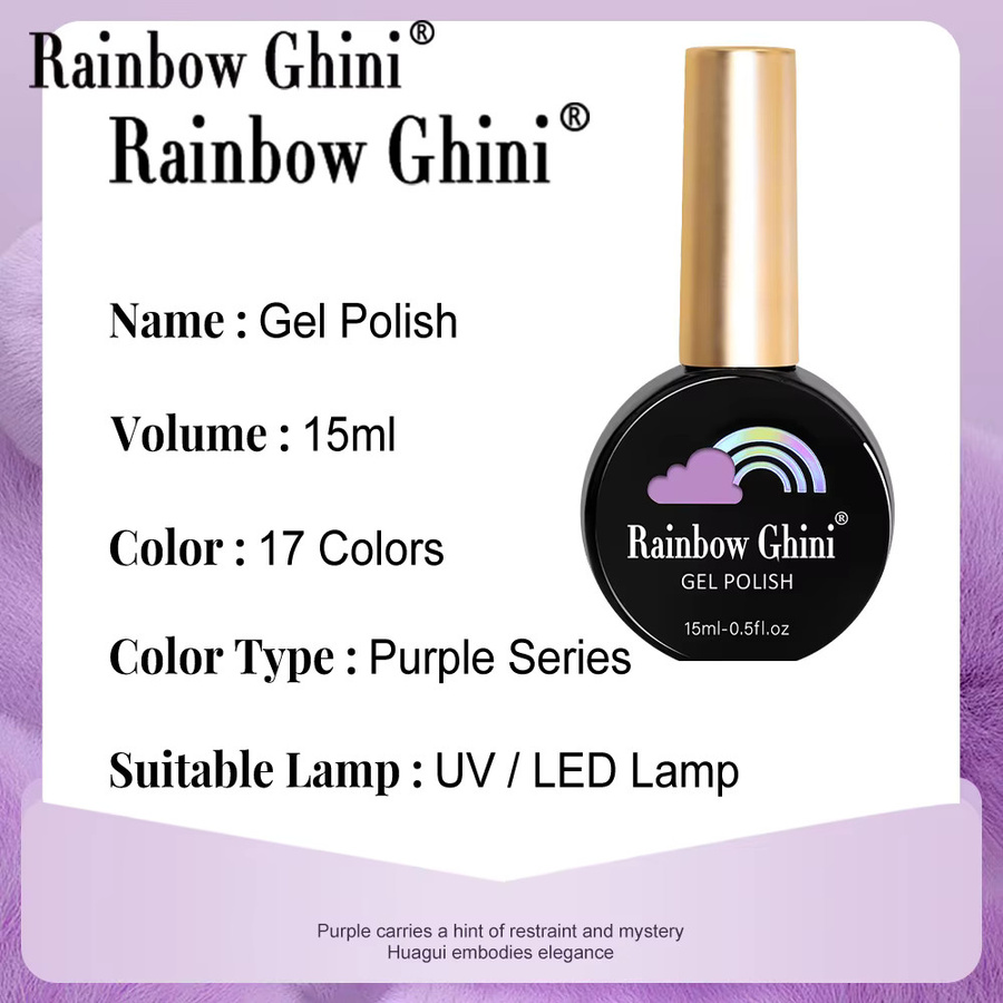 RG Semipermanenter Nagellack Purple Series, Lila, Schimmernd, 15 ml - Bild 2