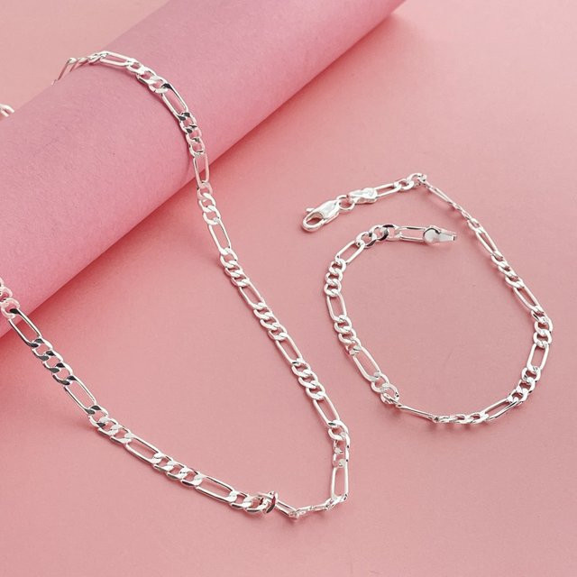 GINSTONELATE Schmuck-Set, 925 Silber, 4 mm, Unisex - Bild 1